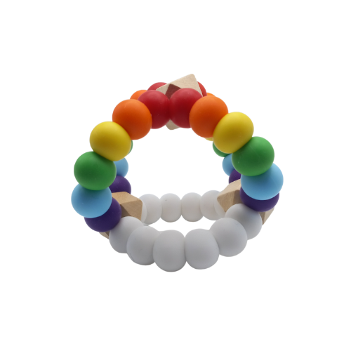 Triangle Orbit Teething Toy - Rainbow Over Clouds