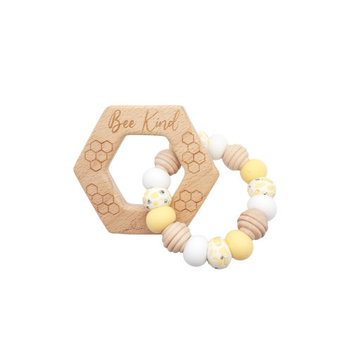 Bee Kind Hexagon Teether
