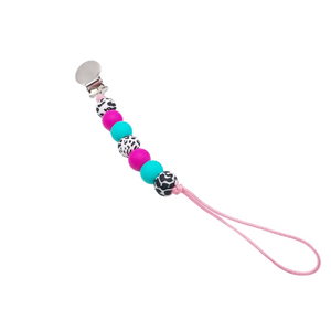 Fuchsia Cow Pacifier Clip