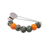 Orange Camo Pacifier Clip