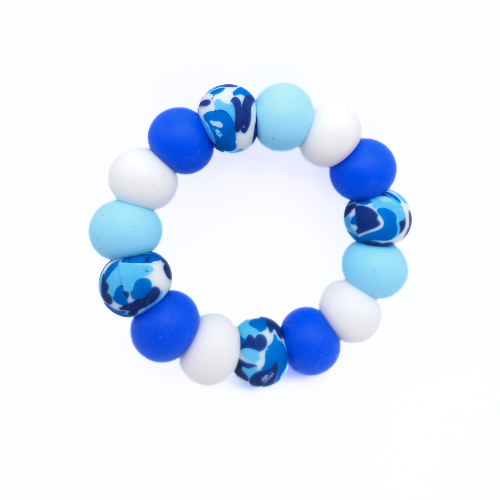 Blue Camo2 Teething Ring