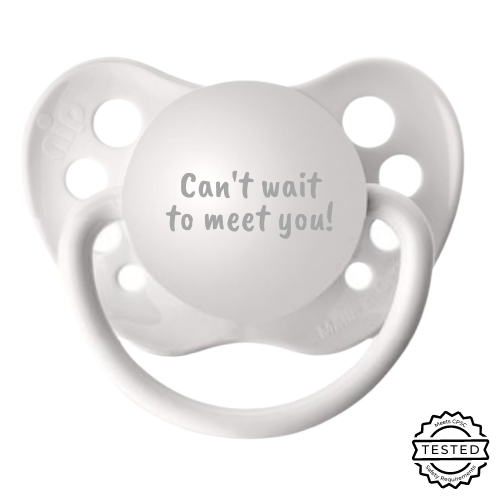 Can't wait to meet you! Baby Announcement Pacifier