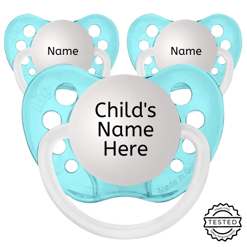 3 Aqua Personalized Pacifiers