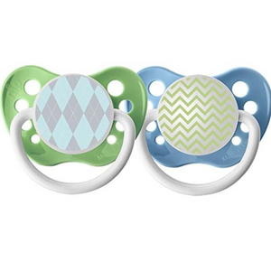 Blu Argyle & Green Chevron Pacifier Set