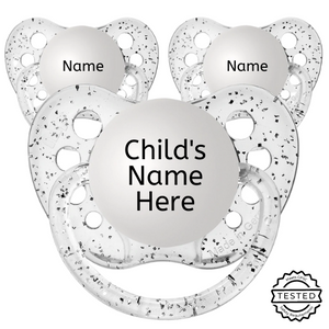 3 Glitter Clear Personalized Pacifiers