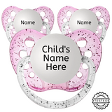 3 Glitter Pink Personalized Pacifiers