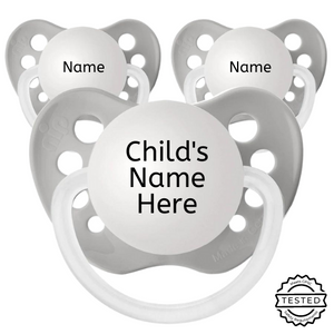 3 Gray Personalized Pacifiers