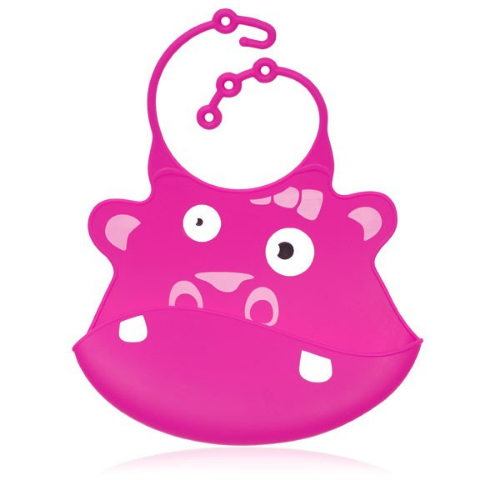 Pink Hippo Silicone Bib