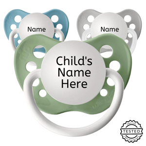 3 Personalized Pacifiers Boy Set #2 - 1 Gray, 1 Nile Blue, 1 Sage Green