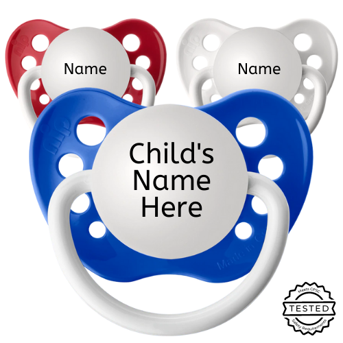 Patriotic Personalized Pacifier Set - 1 Red, 1 White, 1 Dark Blue