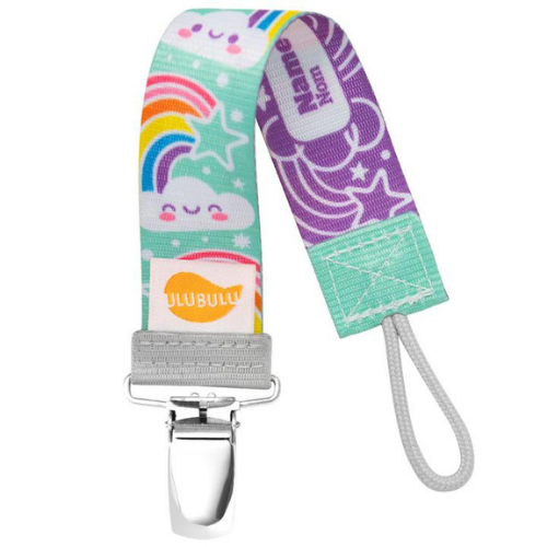 Rainbow  & Clouds Pacifier Clip