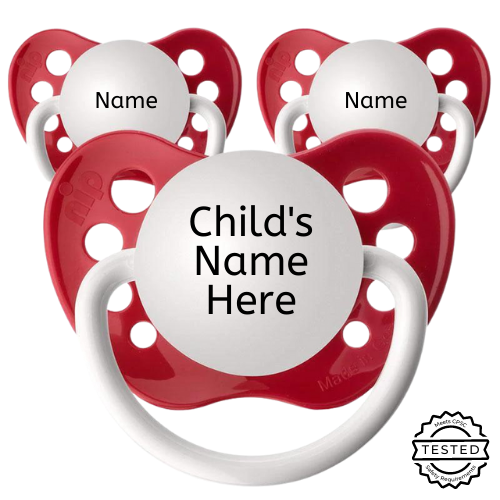 3 Red Personalized Pacifiers