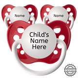 3 Red Personalized Pacifiers
