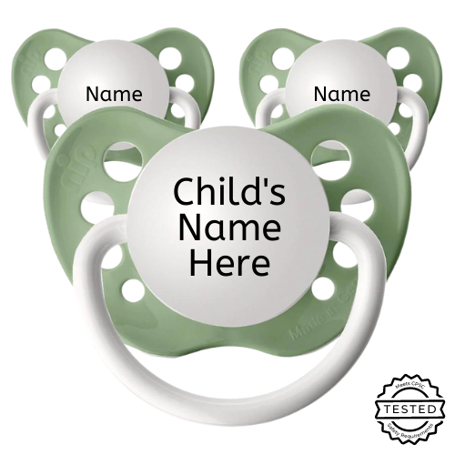3 Sage Green Personalized Pacifiers