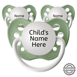 3 Sage Green Personalized Pacifiers
