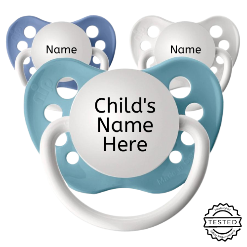 3 Personalized Pacifiers Boys Set #3 - 1 Zen Blue, 1 Nile Blue, 1 White